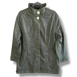 Eddie‎ Bauer Coat Womens 2XL Green Button Front Collared Nylon Outdoor